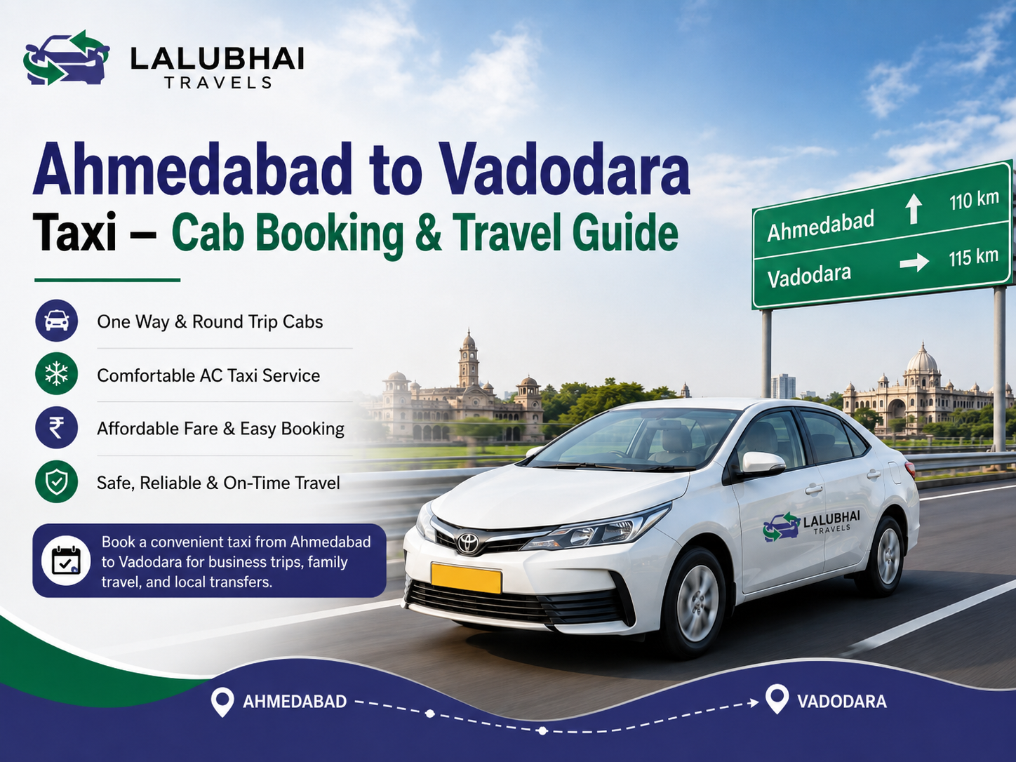 Ahmedabad to Vadodara Taxi – Cab Booking & Travel Guide