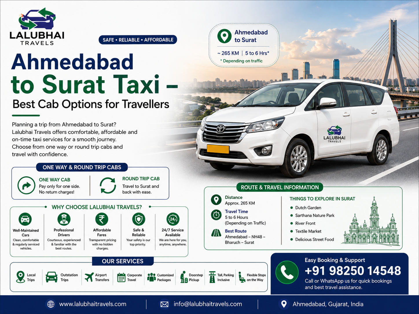 Ahmedabad to Surat Taxi – Best Cab Options for Travellers